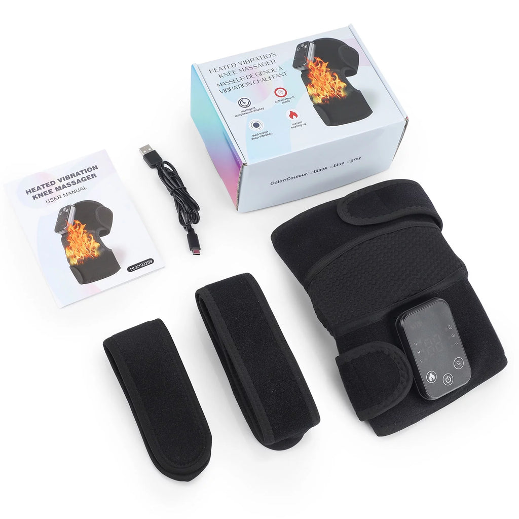 3 In1 Knee Shoulder Elbow Support Brace,Heated Knee Massager,Vibration Heating Pads for Relaxing Knee Shoulder Elbow,Cordless Massage Machine for Men Women