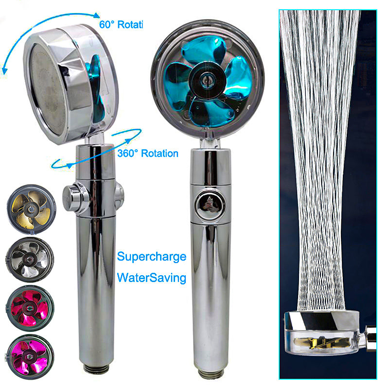 High-Pressure 360° Rotating Shower Head – Water-Saving Fan Spray
