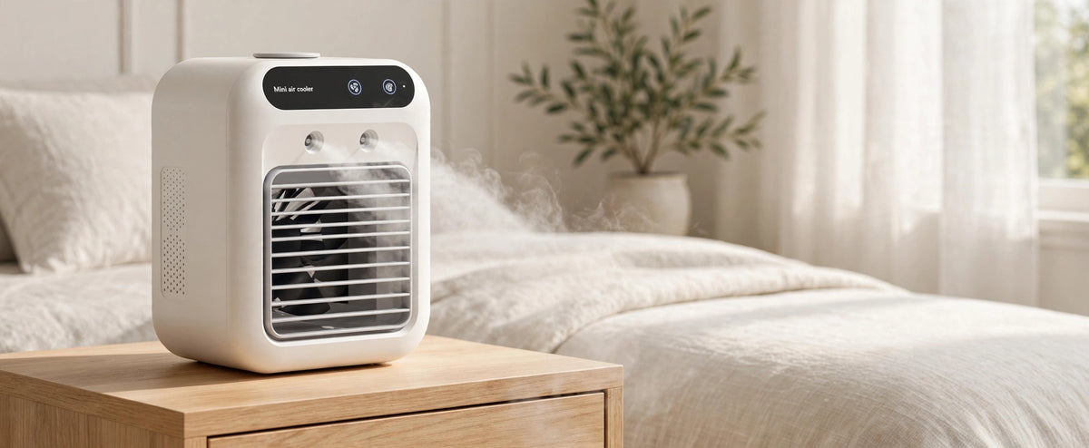 Portable Personal Air Cooler with Digital Display — USB Rechargeable Cooling Fan for Desk, Bedroom & Office
