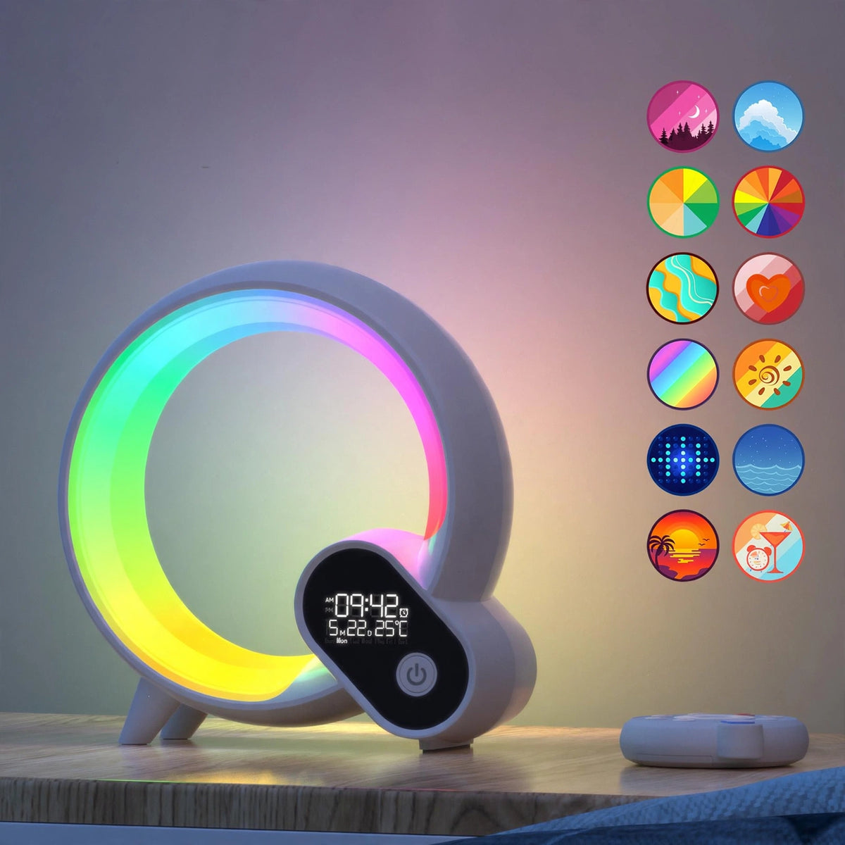 Sunrise Alarm Clock with Bluetooth Speaker — Wake-Up Light, Color Ambience & Digital Display